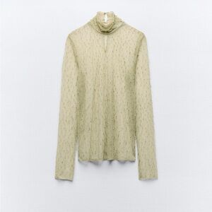 Zara NWT semi sheer beaded top